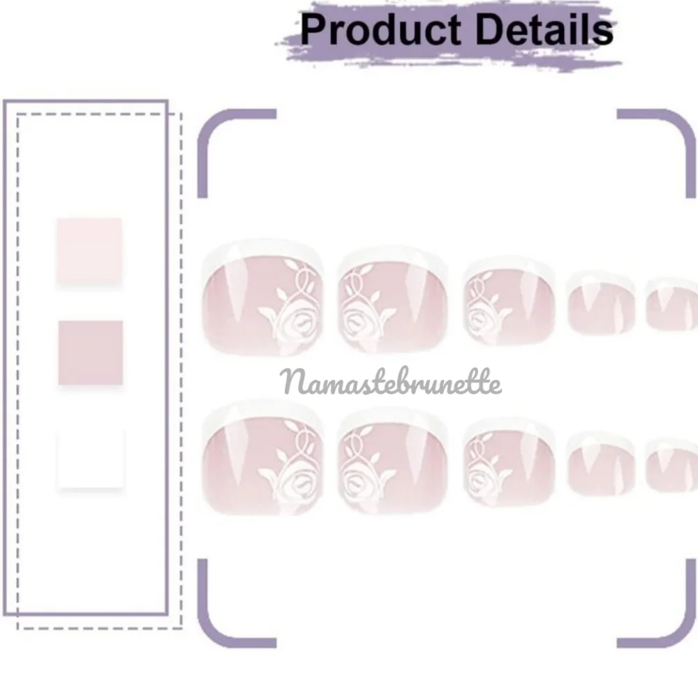 2/$16 Floral French Tip Press On Toenails